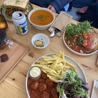Boulettes, BLT, beans on toast, soup  at Knol & Kool Bistro & Superet in Ghent