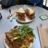 Scrambled tofu and club sandwich   at Knol & Kool Bistro & Superet in Ghent