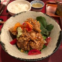 Vegan Soy ‘Chicken’ with vinegar dressing  at Saizencyuka anzu in Nagoya