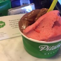 half and half- chocolate and raspberry  at Pitango Gelato in Baltimore