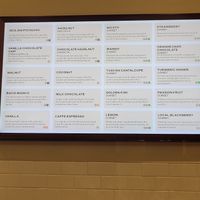 Menu board with many sorbet options at Pitango Gelato in Baltimore