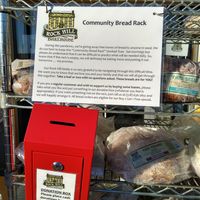Community bread. Those in need can take, those who want to buy or donate put $ in the box at Rock Hill Bakehouse Cafe in Glens Falls