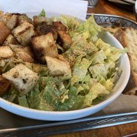 Caesar salad with a side of garlic bread  at Rock Hill Bakehouse Cafe in Glens Falls