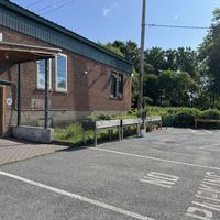 Herbs growing in elevated planters outside.  at Rock Hill Bakehouse Cafe in Glens Falls