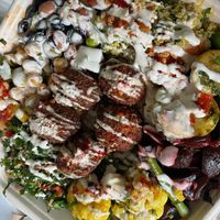 Salad Box with Falafel and Tahini & Chilli Sauce. at Go Falafel - Deansgate in Manchester
