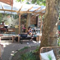 Outside area, quiet and very nicely set up at Cafe Pow in Freiburg