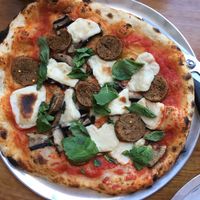 Vegan sausage and vegan mozzarella are both house made and on the toppings menu  at Pompieri Pizza in Durham