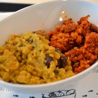 Hot buffet items at Vegg Go - Plzenska in Prague