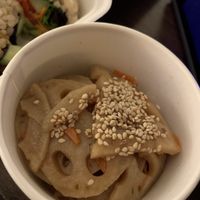 A little dark.. but this was the lotus salad! A little too sweet for me but interesting flavor!  at Shizenya - Downtown in Vancouver