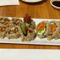 Tempeh roll and yam tempura roll at Shizenya - Downtown in Vancouver