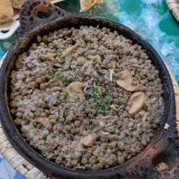Lentil and mushroom tajine at Le Corail Vegan Food in Essaouira
