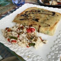 Greasy filo with soy sauce and rice?!  at Le Corail Vegan Food in Essaouira