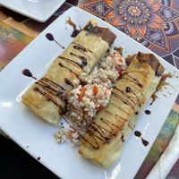 springrolls lentils chickpeas spinach  at Le Corail Vegan Food in Essaouira