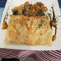 Filo pastry: courgettes, pumpking and cheese at Le Corail at Latifa in Essaouira