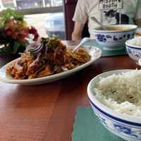 Vegetable biryanis and bindi masala   at Cumin Indian Cuisine in Kalamazoo