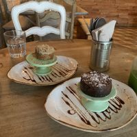 Raw vegan carrot cake and raw vegan chocolate cake  at Little Erth in Dubai