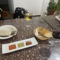 Traditional mojo and house wine   at La Montaña - Casa Efigenia in La Gomera