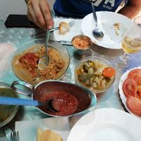 Menú con potaje de berros y puchero, y el escalón de verduras con mojo de locos at La Montaña - Casa Efigenia in La Gomera