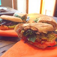 Falafel and hummus panini  at Let Me Eat Too in Edinburgh