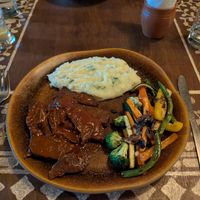 Seitan steak & mashed potato at Cafe La Boheme in Agonda