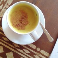 Tumeric latte at Cafe La Boheme in Agonda