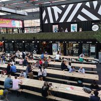 Croydon Boxpark, outside What The Pitta at What The Pitta in Croydon