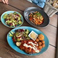 Gebackene Aubergine + Gemüse Pasta   at Badezeit Strandrestaurant in Westerland
