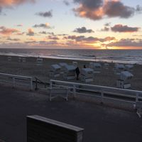 View from Badezeit at sunset  at Badezeit Strandrestaurant in Westerland