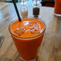 Carrot, orange, lemon and ginger juice at Iydea in Brighton