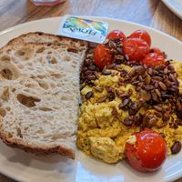 Tofu scramble with toast at Iydea in Brighton
