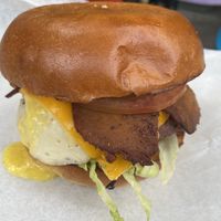 Burger, bacon and egg  at Goodness in Tel Aviv