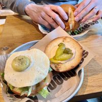 Double burger with added egg #Veganuary at Goodness in Tel Aviv