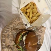 Cheeseburger and fries   at Goodness in Tel Aviv