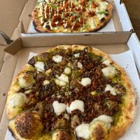 superfunghi & stranger wings pizzas at Virtuous Pie in Portland