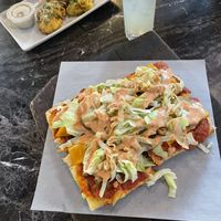 Garlic knots and Detroit Burger. So good!  at Virtuous Pie in Portland