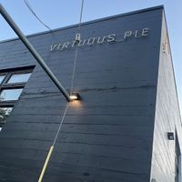 Outside photo op  at Virtuous Pie in Portland