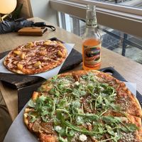Pineapple in the back and sgt pepperoni closer   at Virtuous Pie in Portland