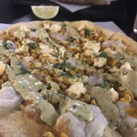 Sweet corn pizza at Virtuous Pie in Portland