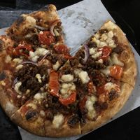 Sweet peppers and sausage at Virtuous Pie in Portland