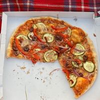 The classic pizza without mushrooms, but there is many options. at Organic Pizza in Salzburg