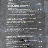 Auszug aus Speisekarte  at Organic Pizza in Salzburg