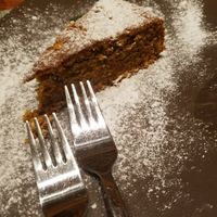 Vegan pumpkin cake at Organic Pizza in Salzburg