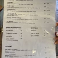 2021 menu at Donna Jean in San Diego