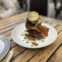Fried Hot Shrooms with Pickles and buffalo sauce. Perfection!  at Donna Jean in San Diego