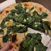 Pizza with “ricotta”, pistachio, spinachh  at Donna Jean in San Diego