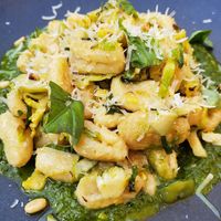 Gnocchi with pesto and pinenuts at Donna Jean in San Diego