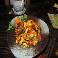 Gong Bao 'chicken' with vegetables and peanuts at Cafe China in Yangshuo