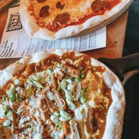 Vegan chicken katsu pizza and vegan pepperoni at The Stable in Birmingham