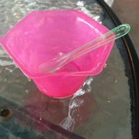 plastic serving cup and spoon at Vulcano Gelato in Rye