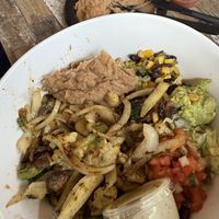 Baja Bowl - vegan. Added side of refried beanss  at Taco Rico Tex Mex Cafe in Coral Gables
